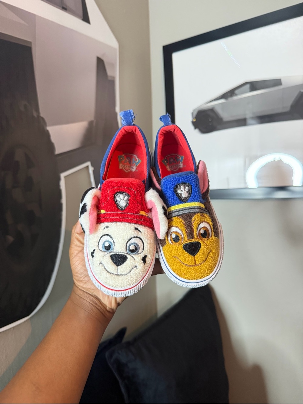 Paw Patrol Plush Character Slip-On Shoes in Red, Blue & Brown